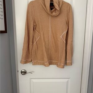 Striped mustard Cowl Neck Sweater/sweatshirt